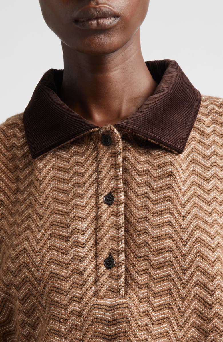 Missoni Zigzag Stripe Polo Sweater, Alternate, color, S01j5 Camel Tones