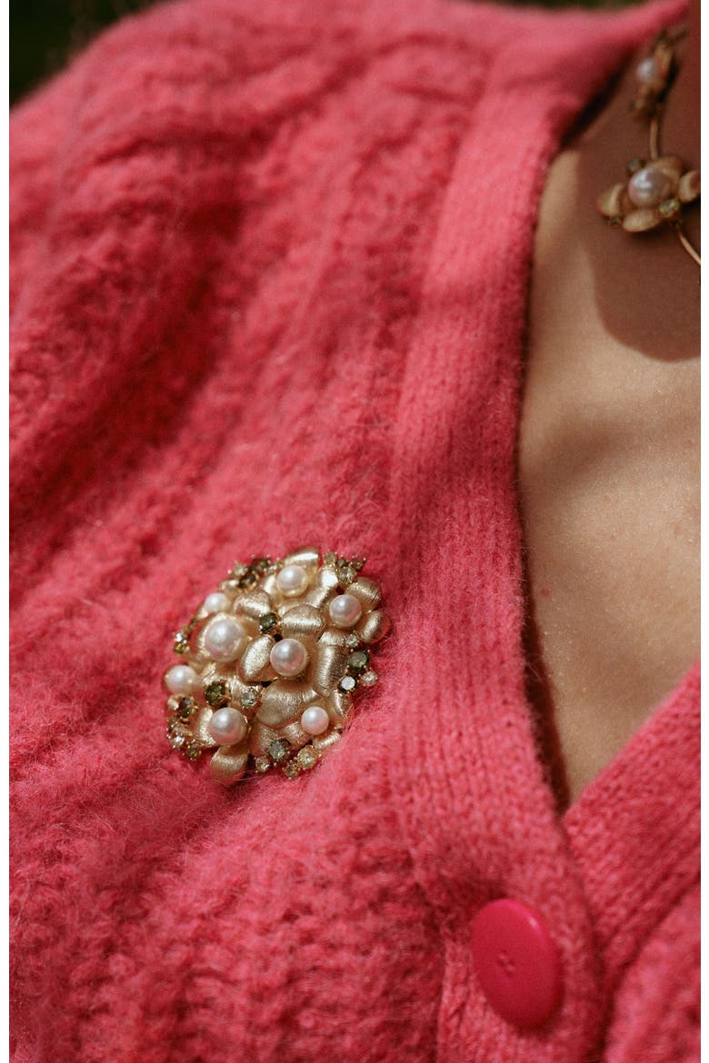 Garden Blossom Brooch, Alternate, color, Gold & White & Yellow