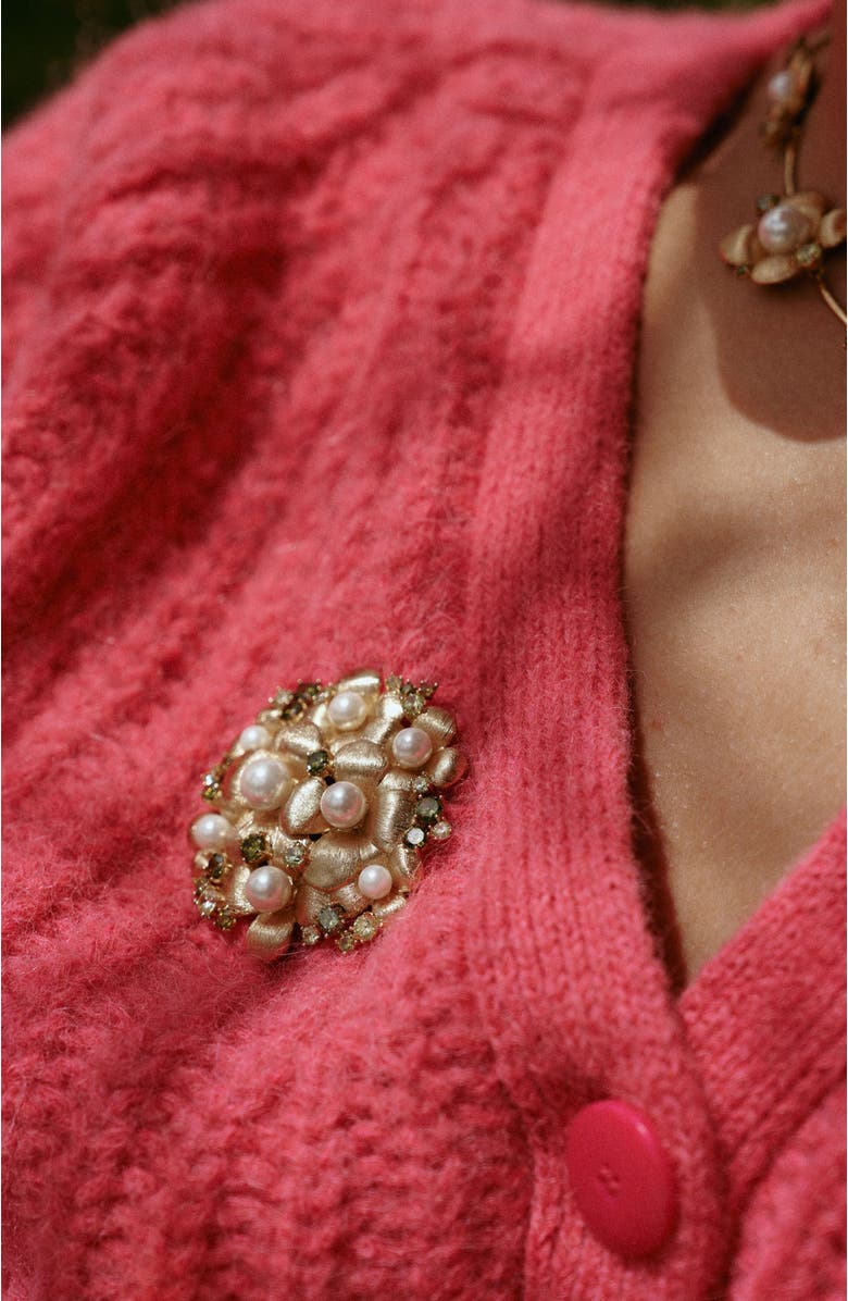 RC RETRO CHIC Garden Blossom Brooch, Alternate, color, Gold & White & Yellow