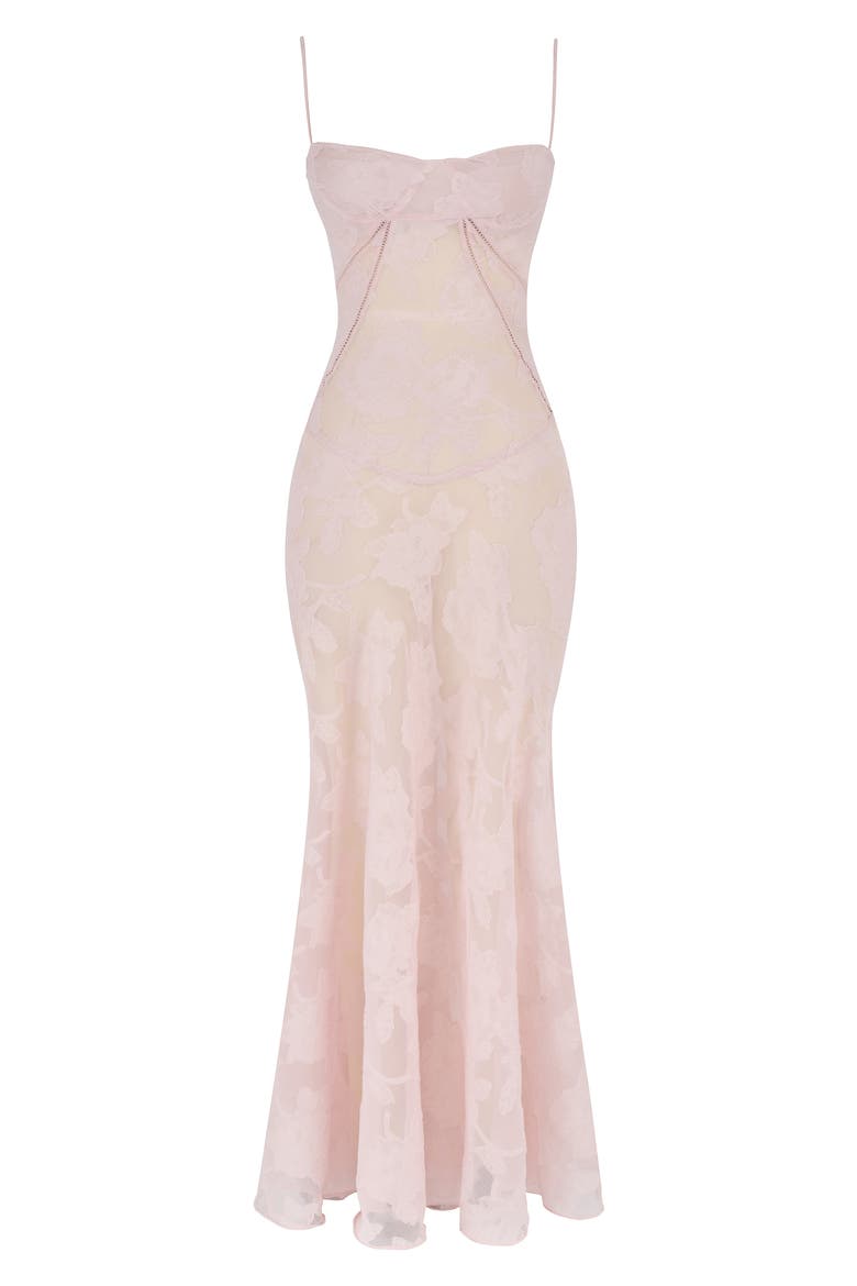 Seren Blush Sheer Lace-Up Back Gown, Alternate, color, BLUSH