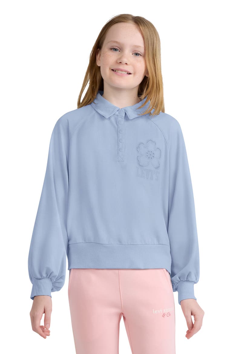 Kids' Button Half Placket Pullover, Alternate, color, KENTUCKY BLUE
