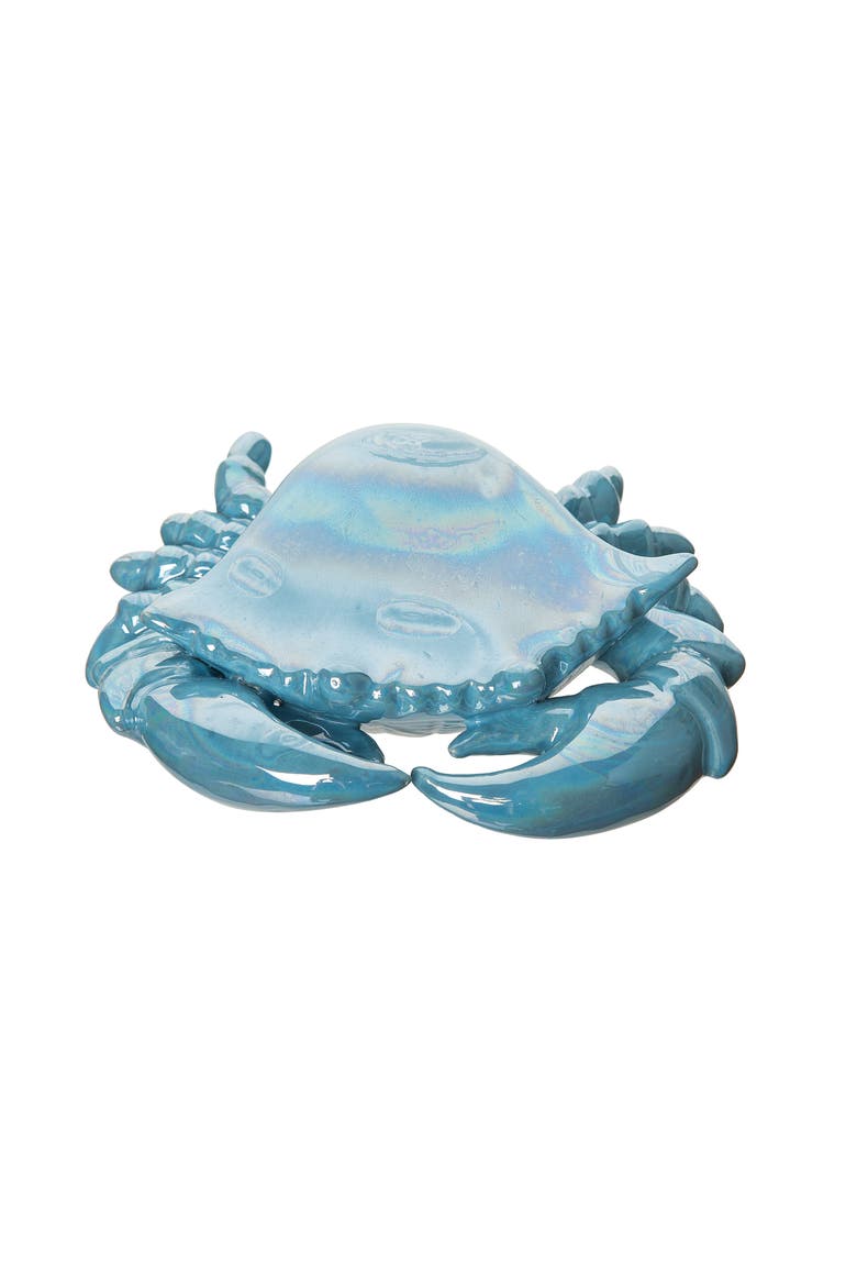 Iridescent Blue Crab Large Ceramic Decorative Figurine 5.6", Alternate, color, Blue