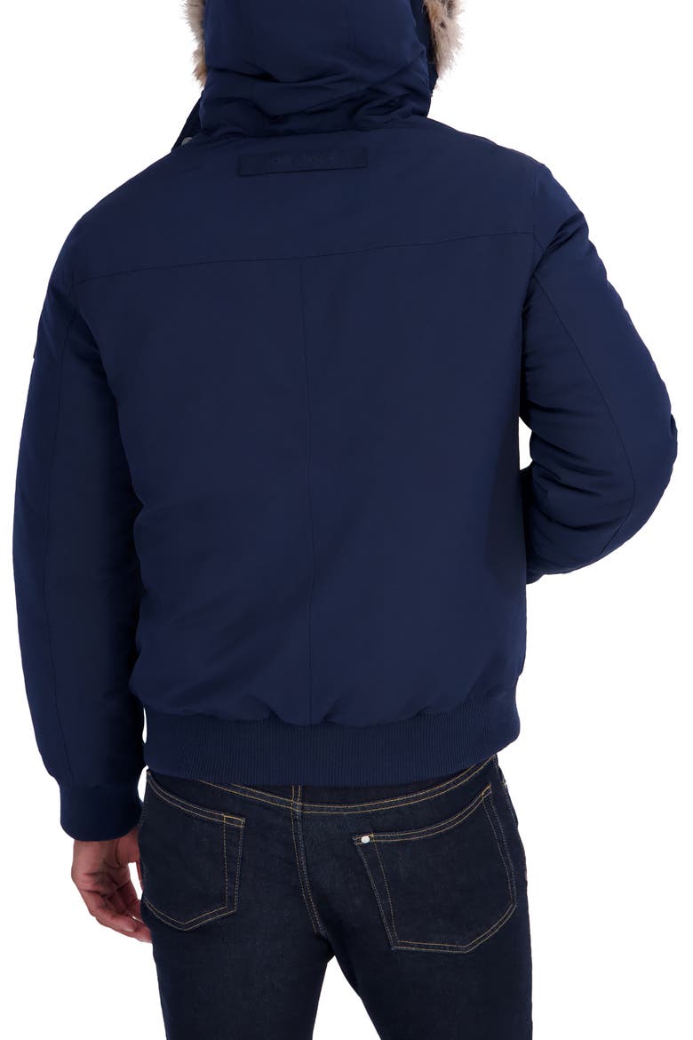 Snorkel Water Resistant Bomber Jacket with Faux Fur Trim, Alternate, color, MIDNIGHT