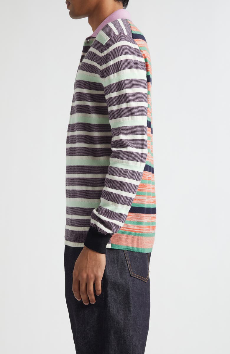 Waste Yarn Project Carl Stripe One of a Kind Polo, Alternate, color, White Multi