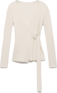 MANGO Rib Buckle Wrap Cardigan