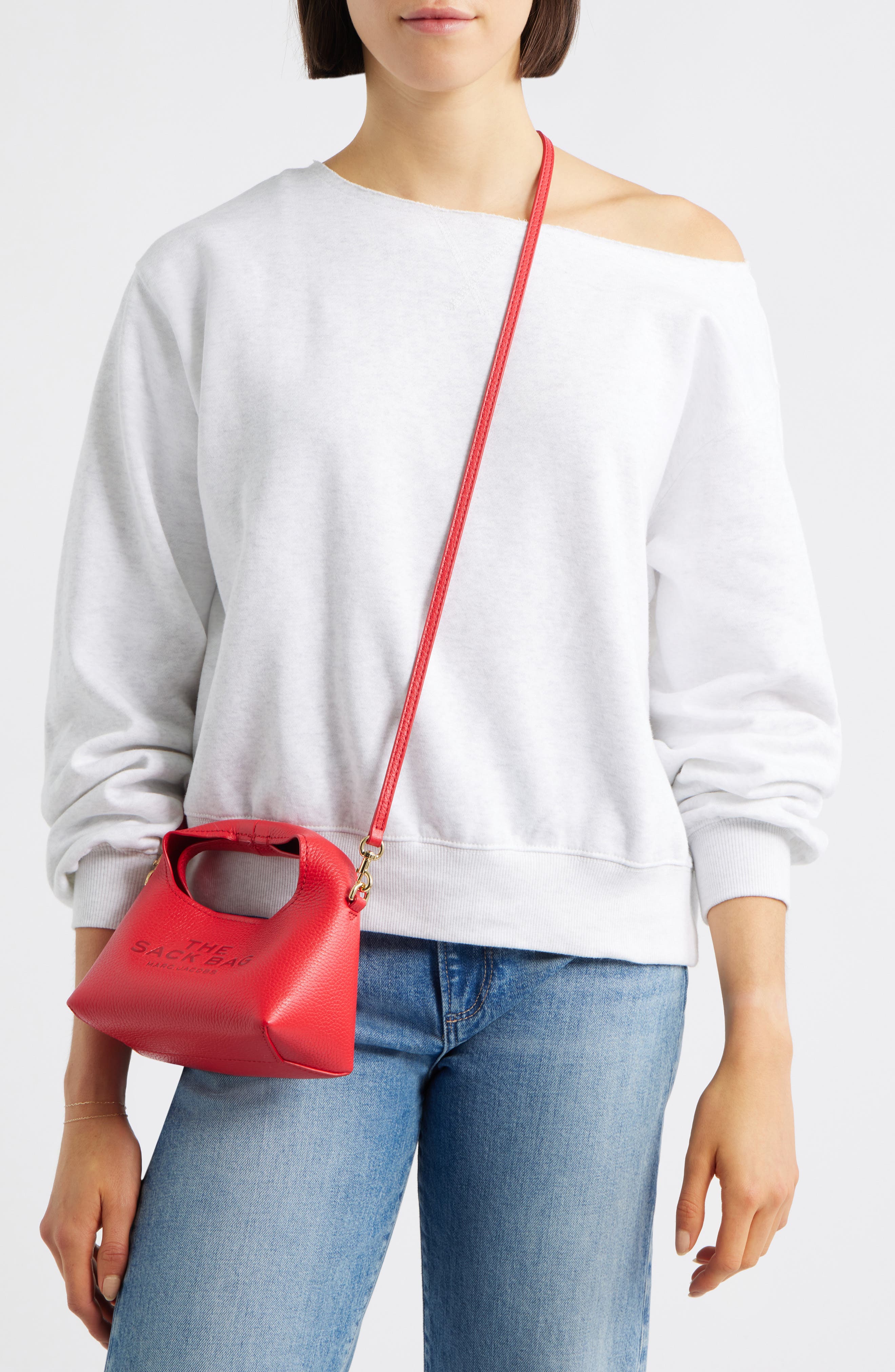 The Micro Crossbody Sack Bag, Alternate, color, TRUE RED