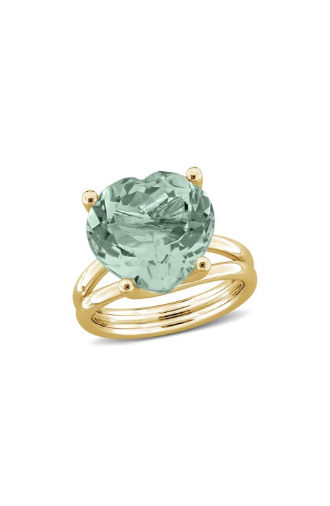 Green Quartz Heart Ring