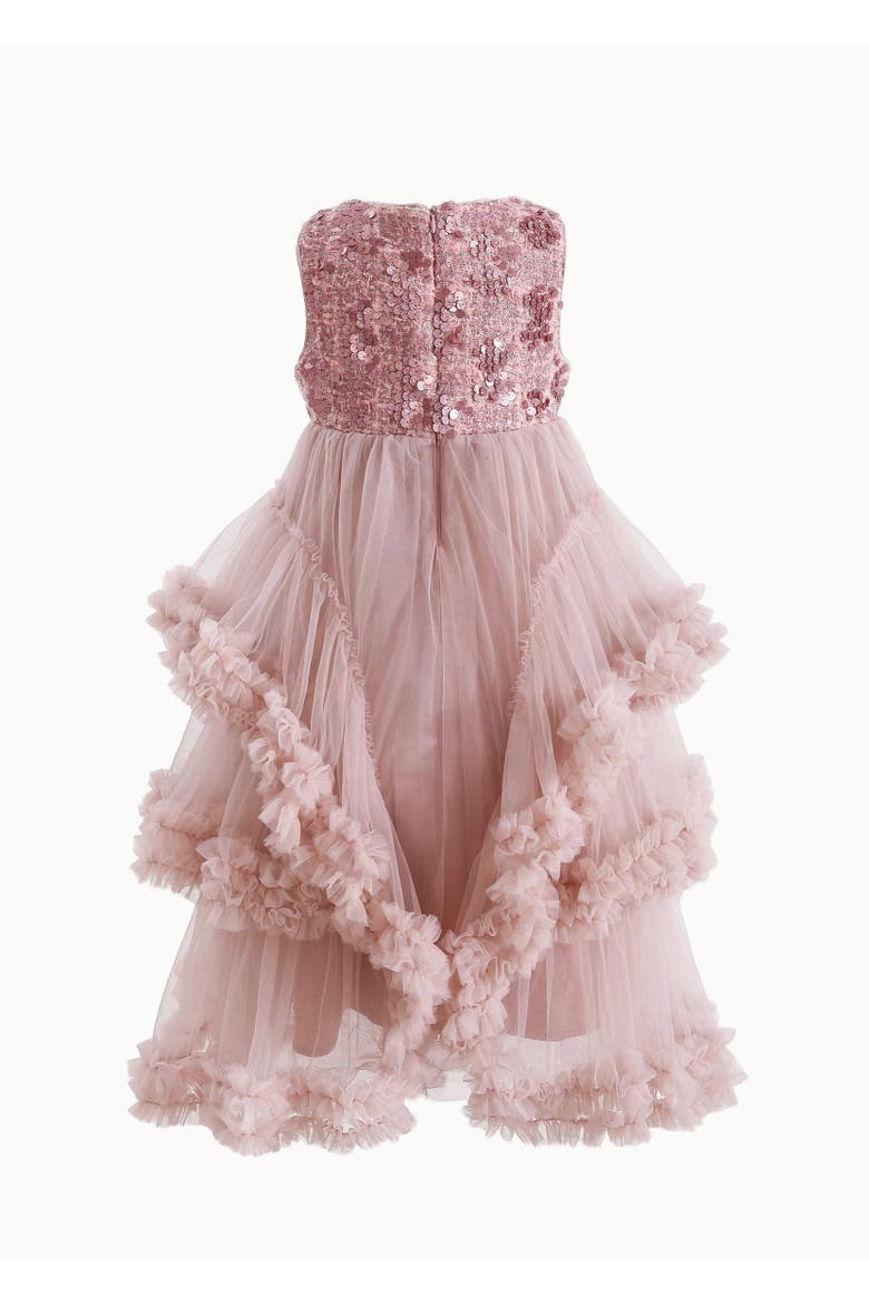 Sequin & Cascading Tulle Gown, Alternate, color, Pink