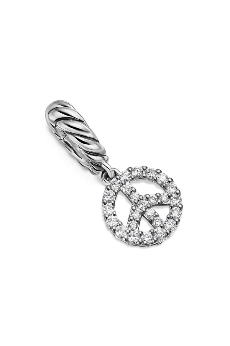 Micro Pavé Peace Sign Enhancer in Sterling Silver with Diamonds, 7.6mm, Main, color, DIAMOND