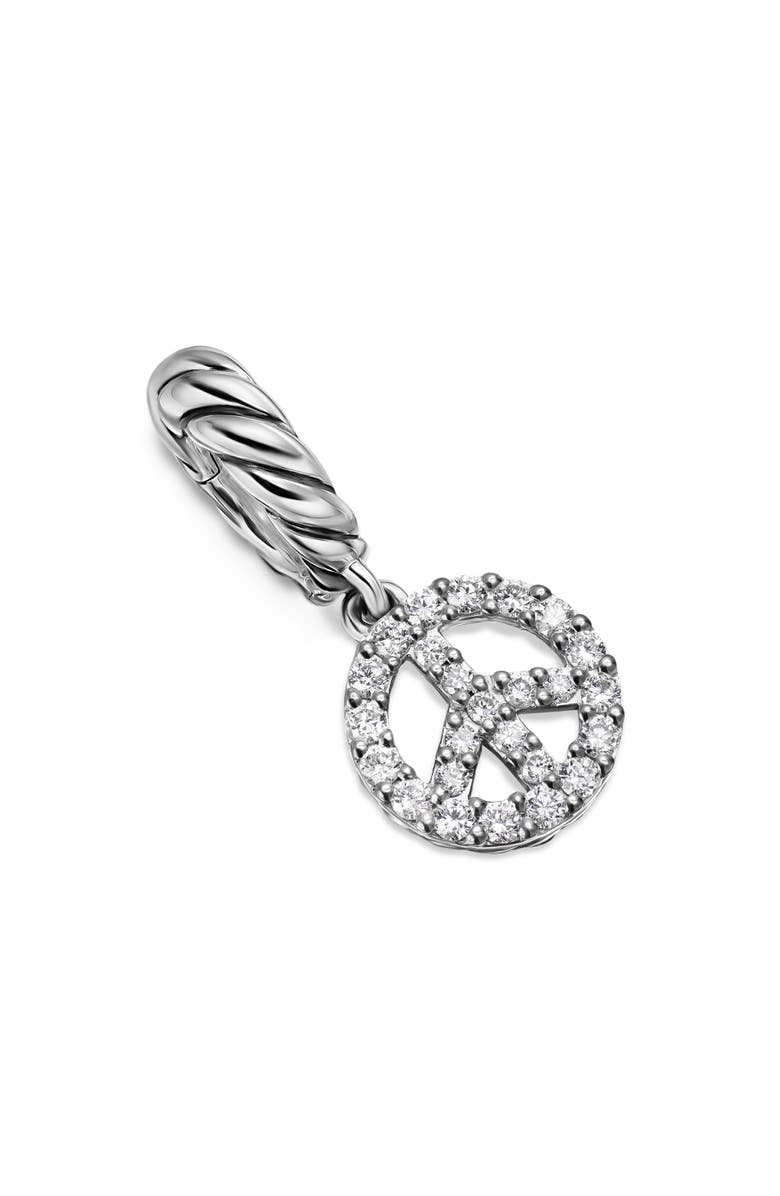 David Yurman Micro Pavé Peace Sign Enhancer in Sterling Silver with Diamonds, 7.6mm, Main, color, Diamond