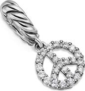 David Yurman Micro Pavé Peace Sign Enhancer in Sterling Silver with Diamonds, 7.6mm