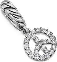 David Yurman Micro Pavé Peace Sign Enhancer in Sterling Silver with Diamonds, 7.6mm