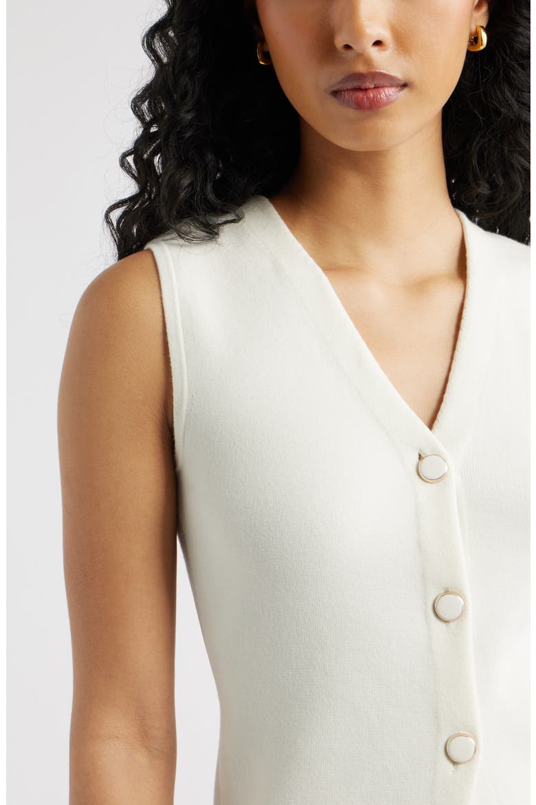 Cutaway Button-Up Sweater Vest, Alternate, color, IVORY