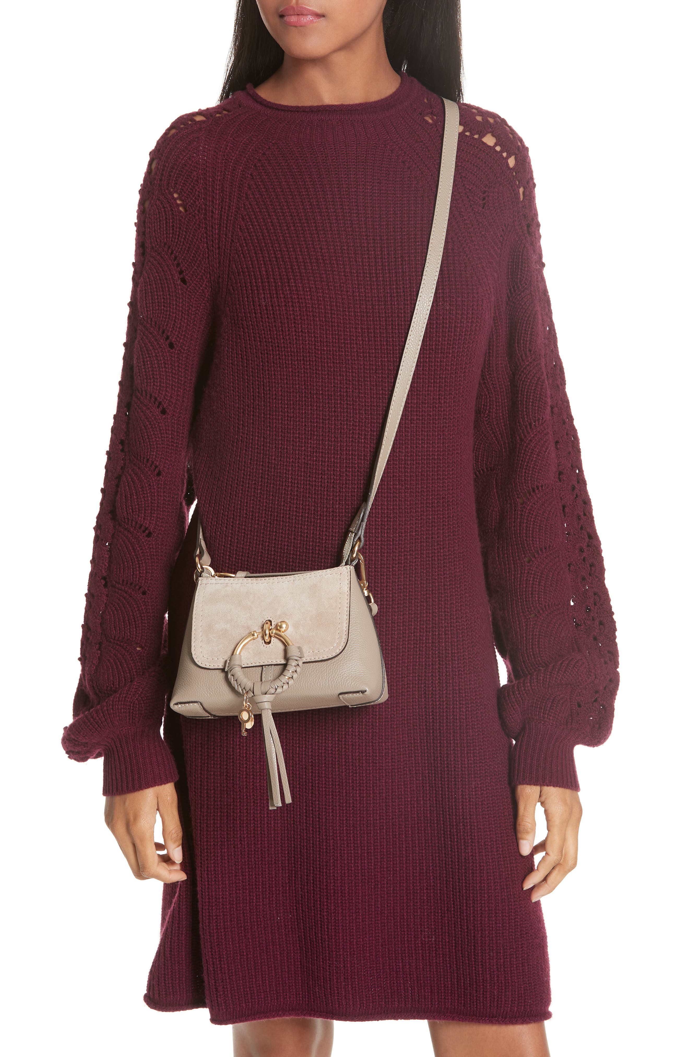 Mini Joan Leather Crossbody Bag, Alternate, color, MOTTY GREY