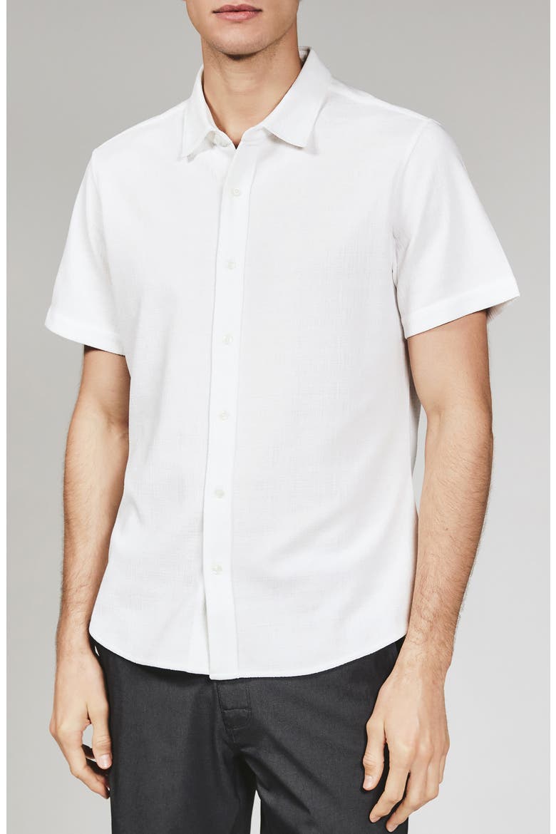 Camino Short Sleeve Knit Button-Up Shirt, Main, color, WHITE