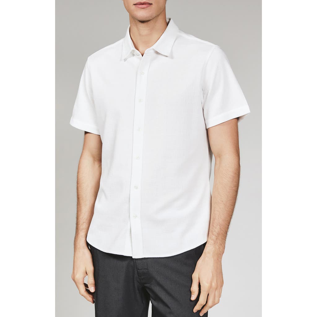 7 Diamonds Camino Short Sleeve Knit Button-up Shirt In White