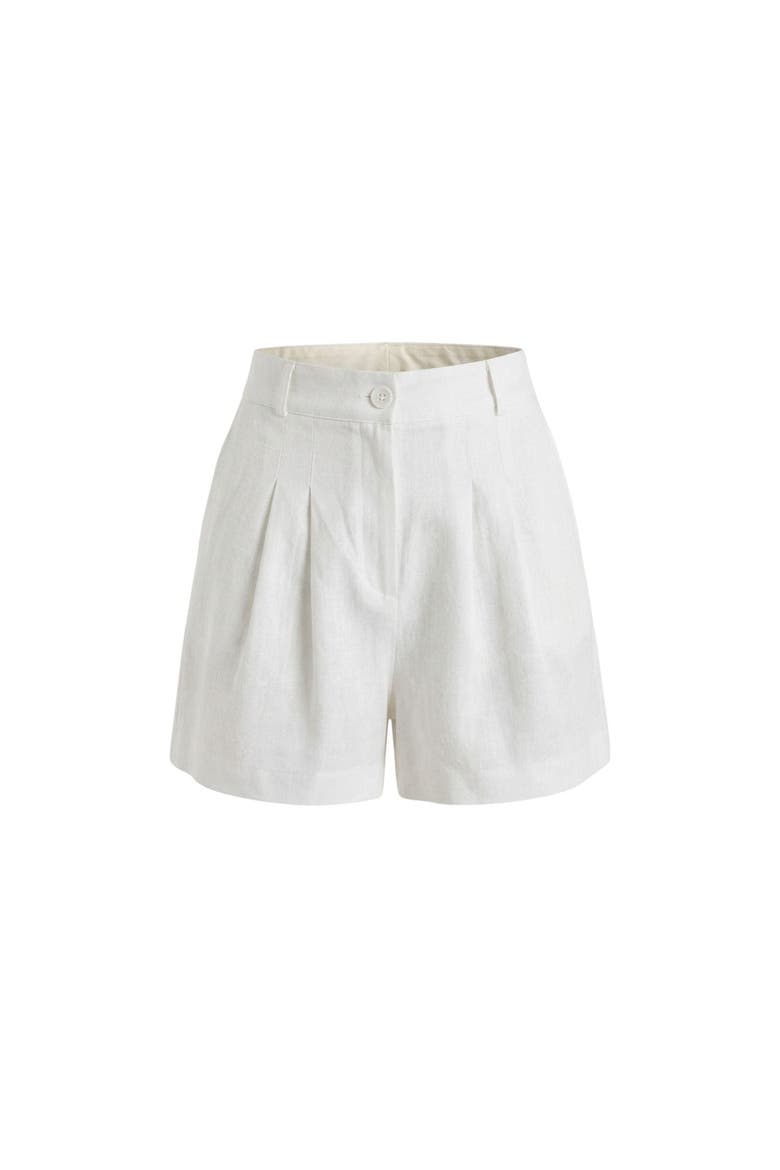 Reve 100% Linen High-Waist Pleated Relaxed Fit Shorts, Alternate, color, White