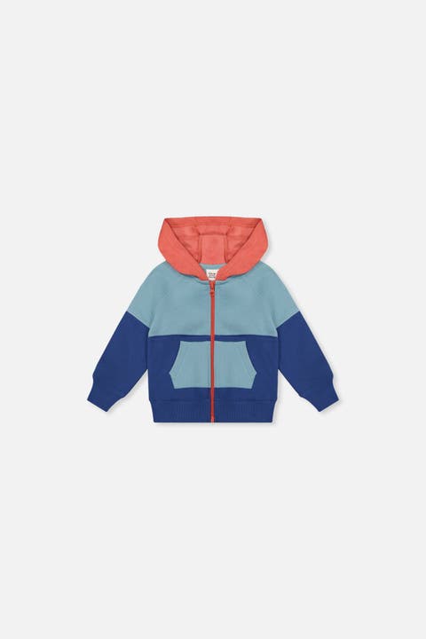 Full Zip Hooded Colorblock Front Pocket Fleece Jacket (baby)