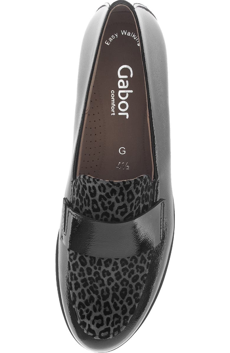 Gabor Leopard Mixed Media Loafer, Alternate, color, Black