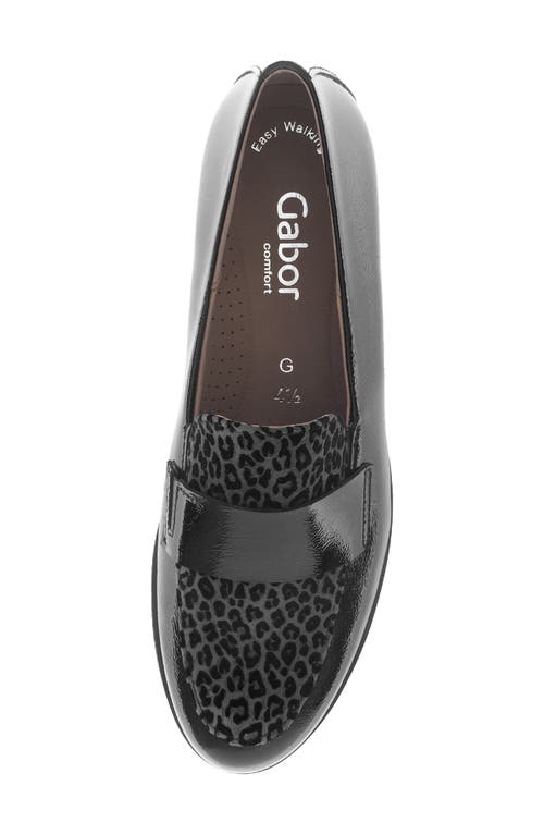 Gabor Leopard Mixed Media Loafer In Black