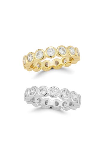 Glaze Jewelry Set Of 2 Cubic Zirconia Band Rings