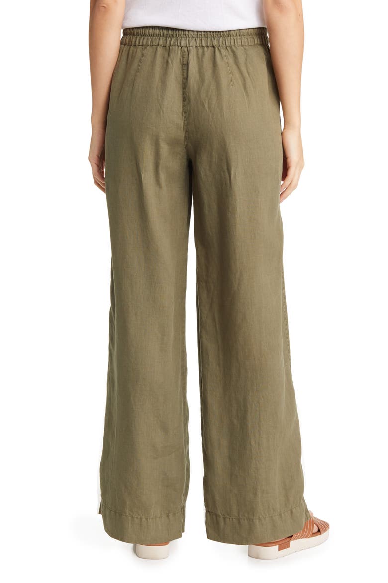 Two Palms High Waist Linen Pants, Alternate, color, TEA LEAF