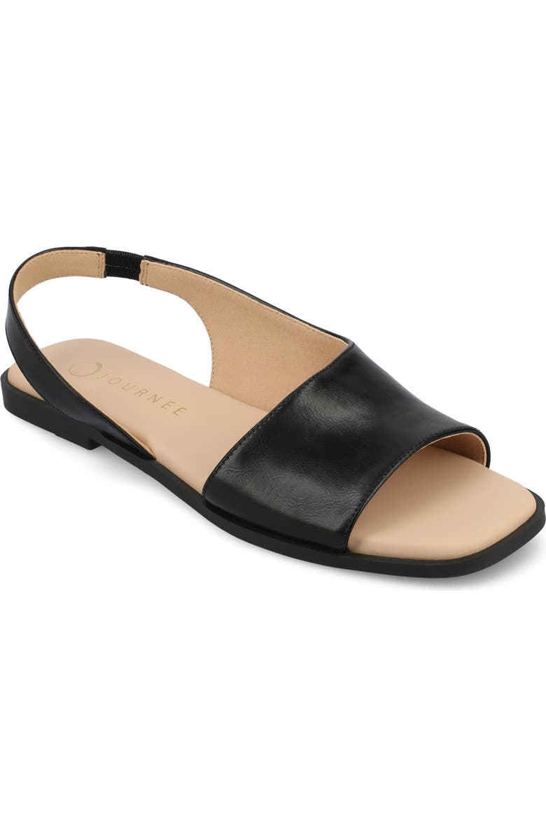 Journee Collection Brinsley Slingback Sandal, Main, color, Black Pu