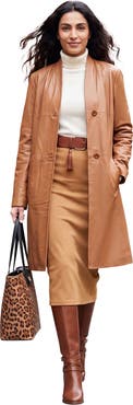 Jessica London Leather Swing Coat