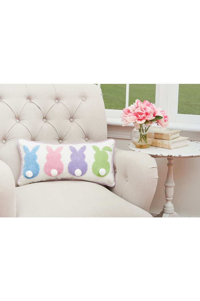 Easter Bunnies Tufted Tails Small Petite Mini Accent Pillow 10" x 20", Alternate, color, Pink