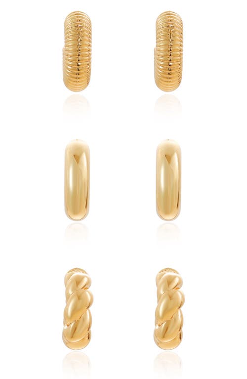 Ettika Everyday Set Of 3 Huggie Hoop Earrings In Gold