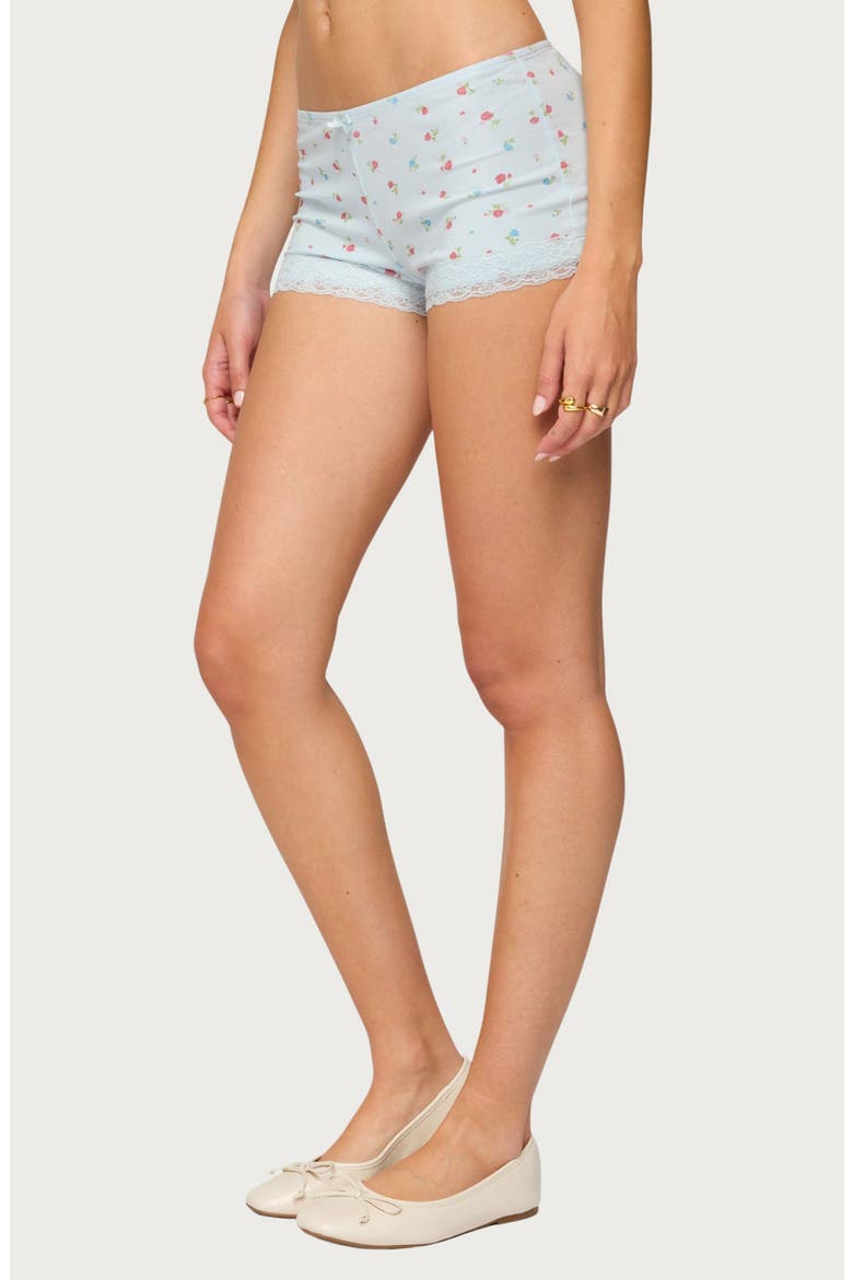 Aurea Floral Lace Micro Shorts, Alternate, color, LIGHT-BLUE