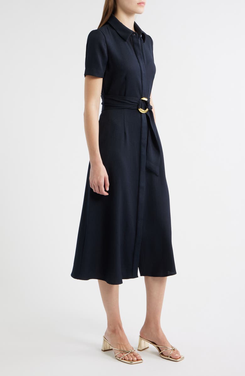 Julia Jordan Belted Midi Shirtdress, Alternate, color, Navy
