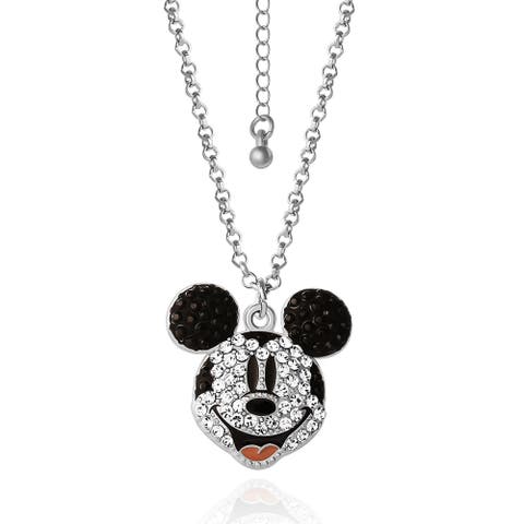 Mickey Mouse Necklace with Pave Crystals, 16"+3"