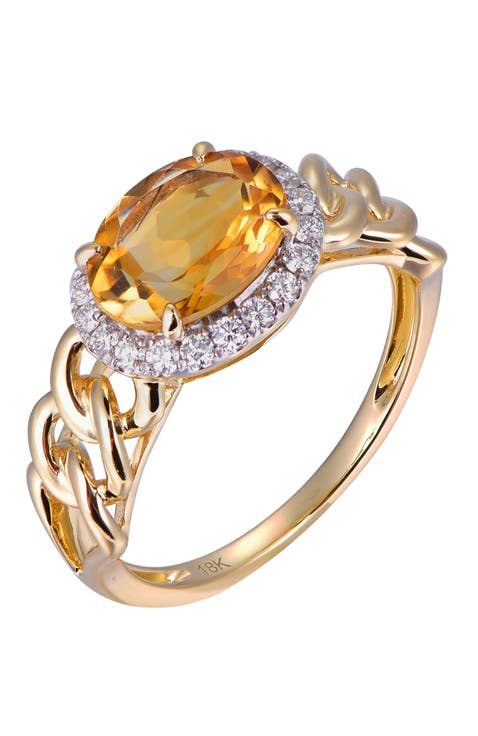 Citrine Ring with Diamonds