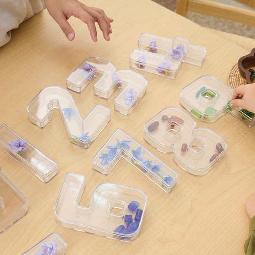 Kaplan Early Learning Company Loose Parts Number Trays In Transparent