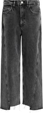AllSaints Fox Fray Hem Wide Leg Jeans