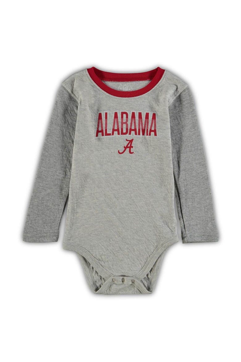 Infant Wes & Willy Heathered Gray/Crimson Alabama Crimson Tide Jie Jie Long Sleeve Bodysuit & Pants Set, Alternate, color, Heather Gray