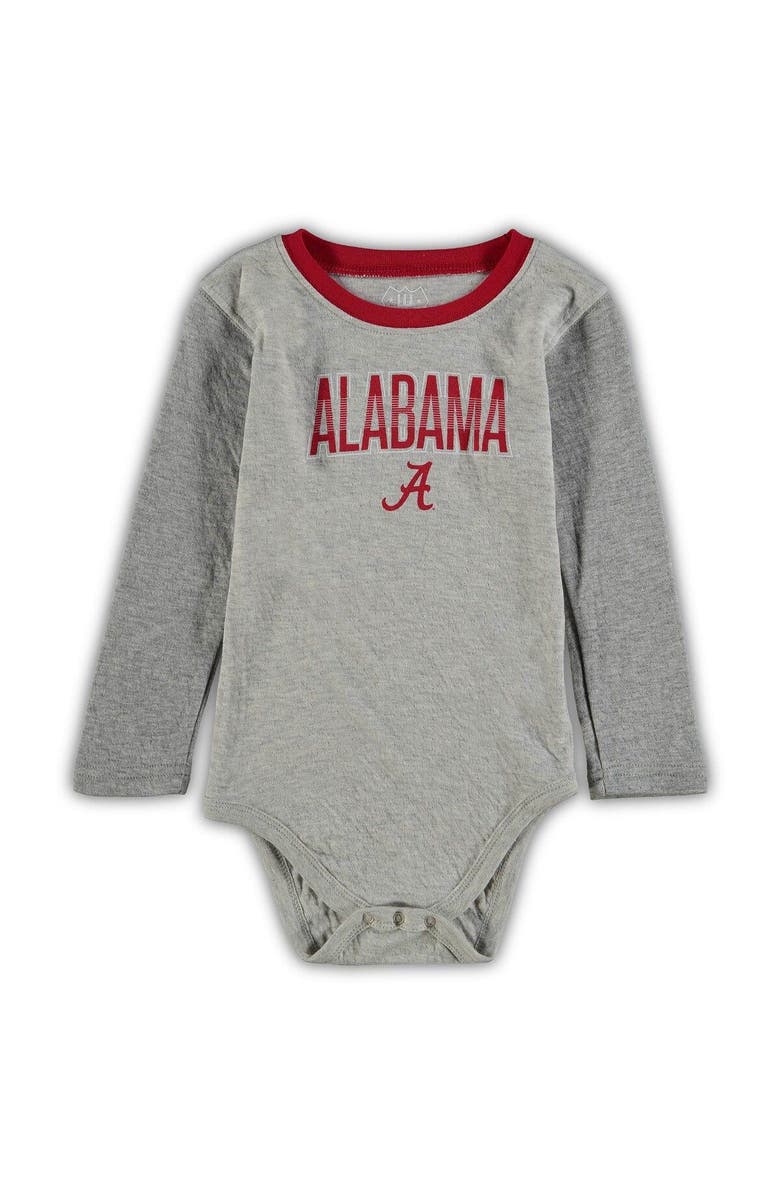 Wes & Willy Infant Wes & Willy Heathered Gray/Crimson Alabama Crimson Tide Jie Jie Long Sleeve Bodysuit & Pants Set, Alternate, color, Heather Gray