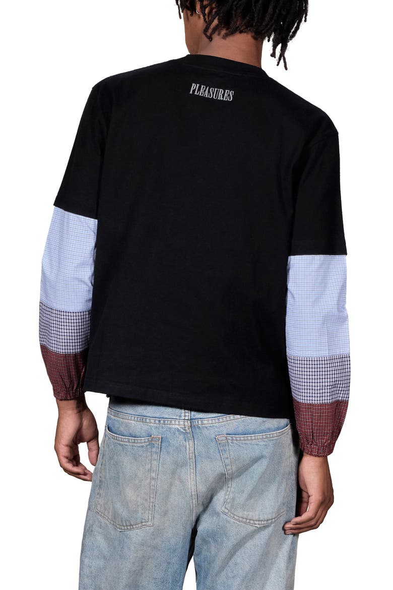 Mix Print Long Sleeve T-Shirt, Alternate, color, BLACK