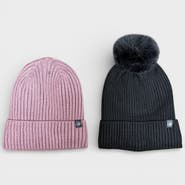 CANADA WEATHER GEAR 2-Pack Thermal Plush Lined Beanies