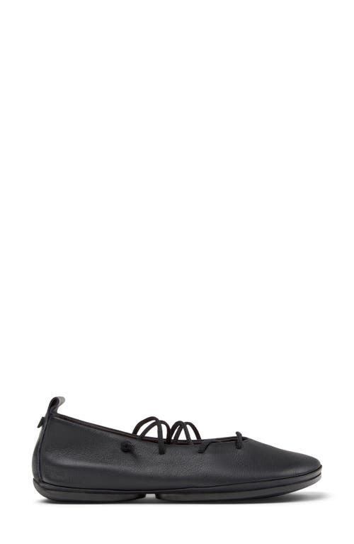 Camper Lace-up Leather Flats In Black