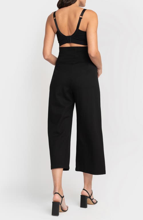 Seraphine Over The Bump Wide Leg Maternity Crop Pants In Black
