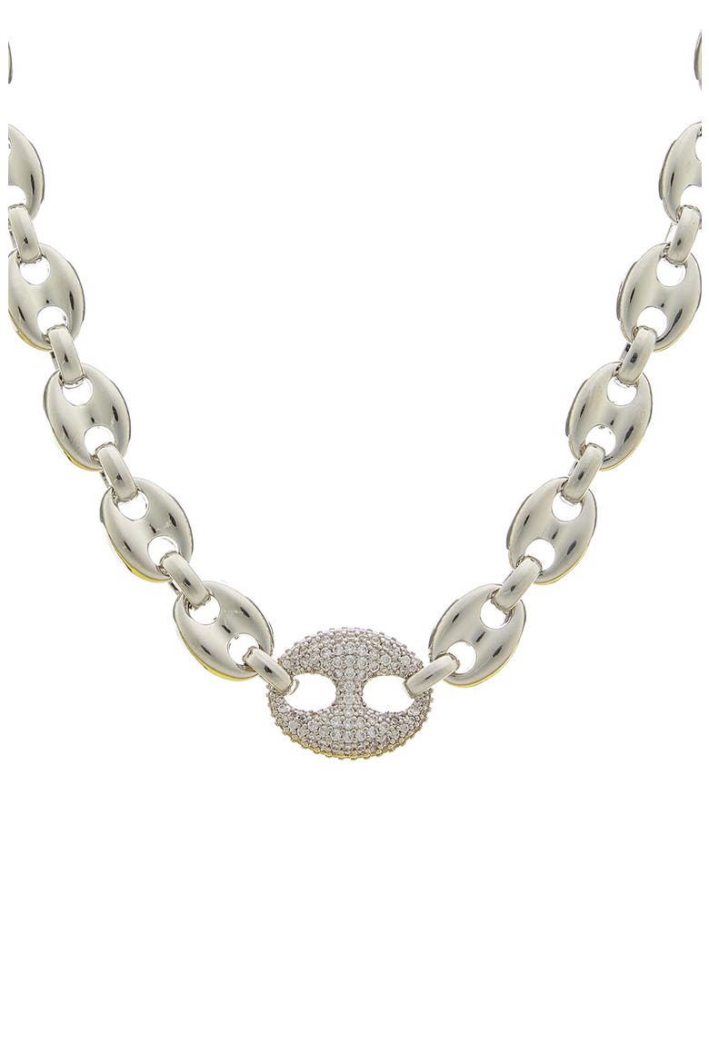 Cubic Zirconia Mariner Chain Necklace, Main, color, WHITE