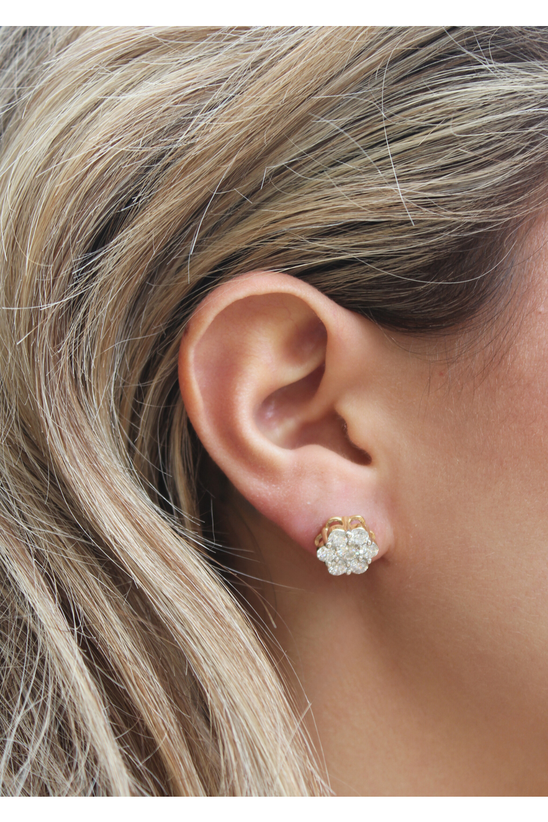 Meadow 14K Yellow Gold Cluster Lab Grown Diamond Unisex Earrings - 2.79 Cts, Alternate, color, 14K Yellow Gold
