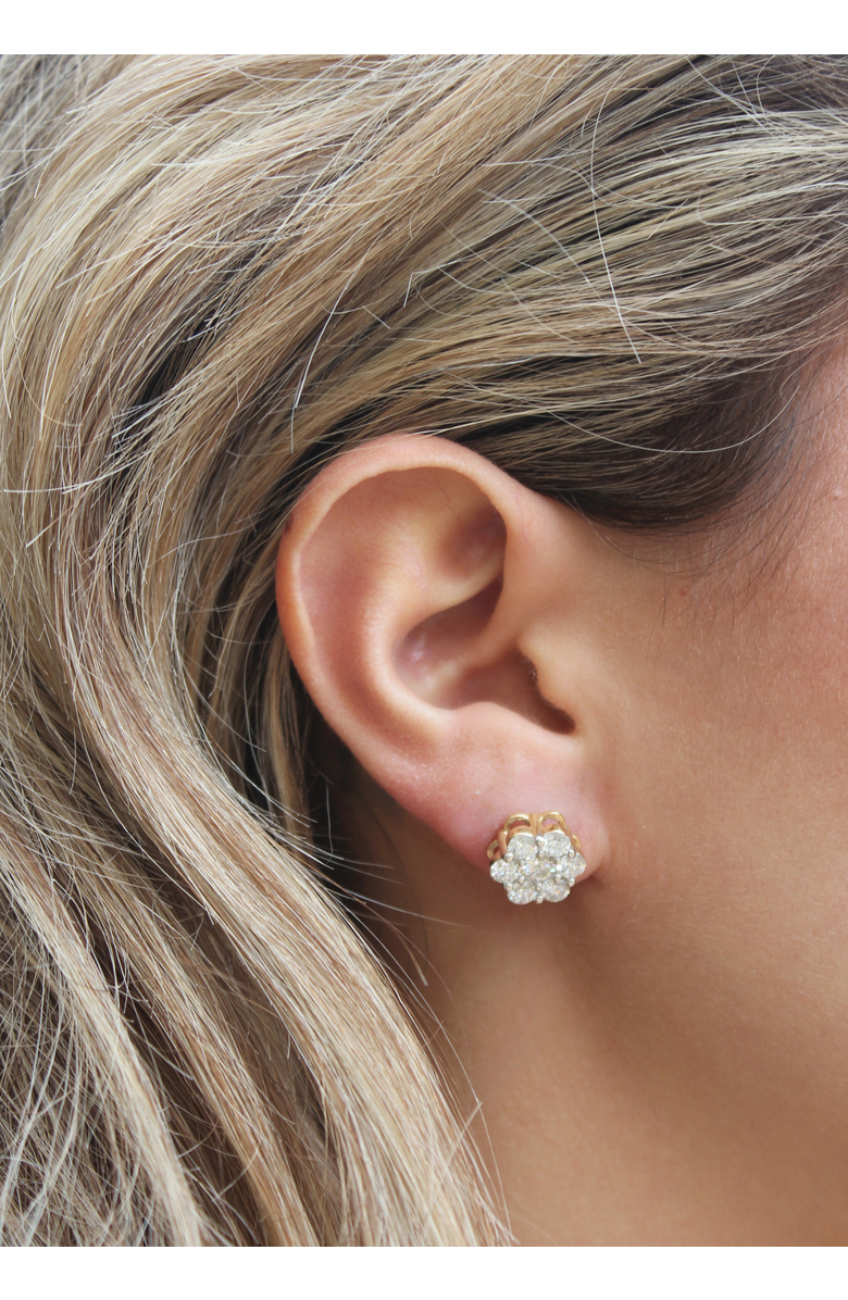 LuvMyJewelry Meadow 14K Yellow Gold Cluster Lab Grown Diamond Unisex Earrings - 2.79 Cts, Alternate, color, 14K Yellow Gold