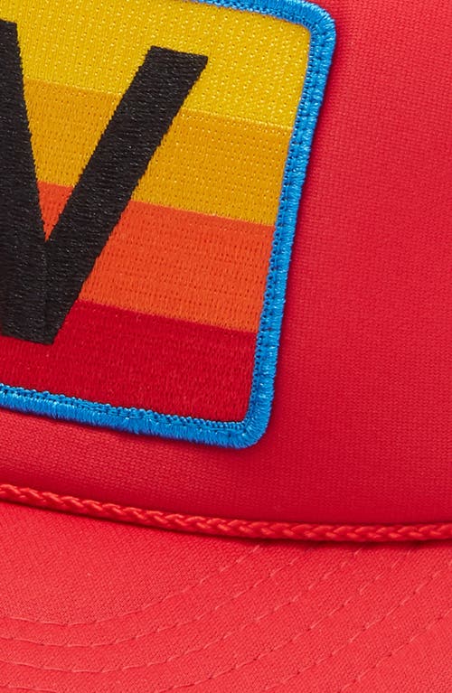 Aviator Nation Rainbow Logo Trucker Hat In Red