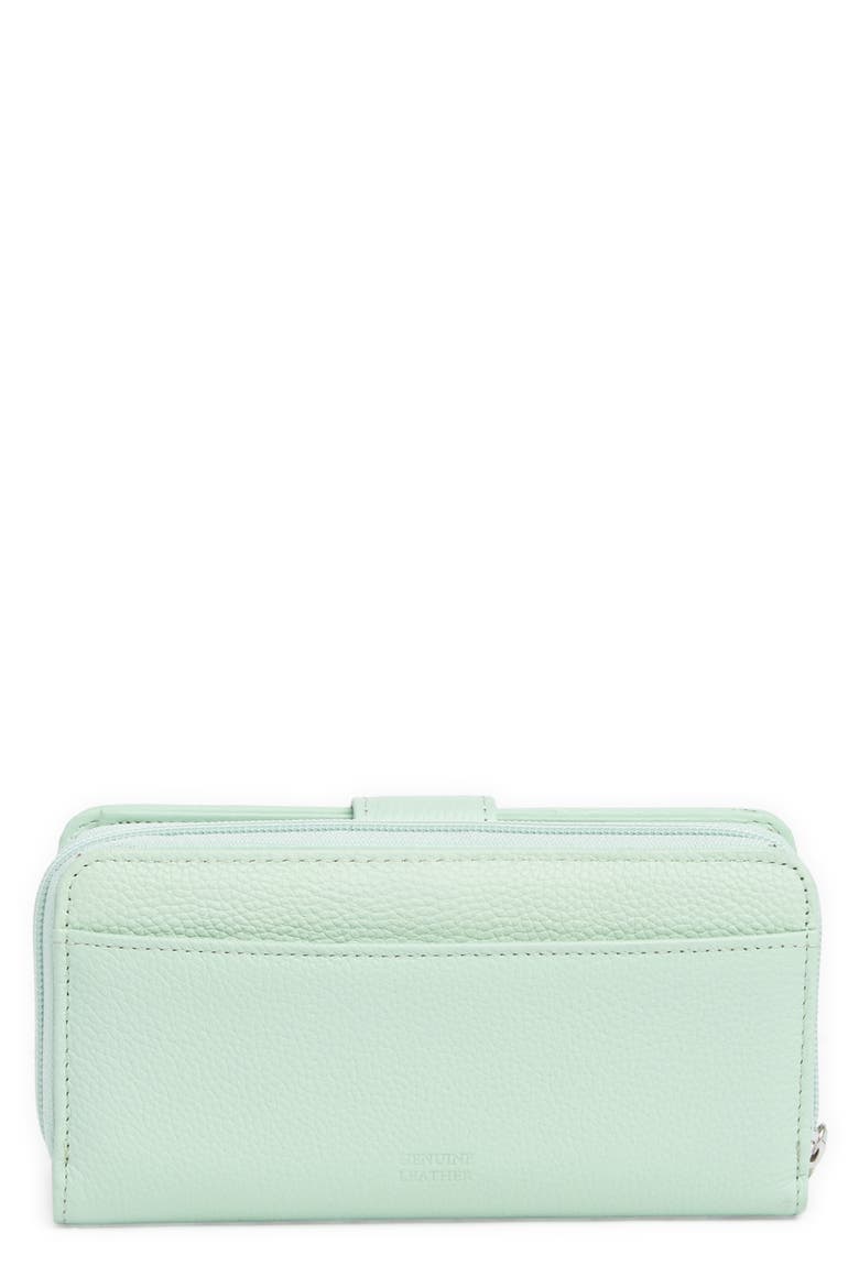 All-in-One Leather Continental Wallet, Alternate, color, MISTY JADE
