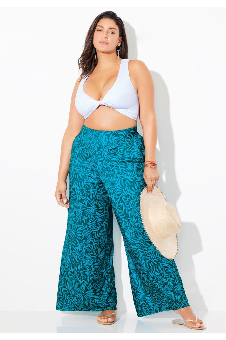 Pack & Go Wrinkle Resistant Cover Up Wide Leg Pant, Alternate, color, Black