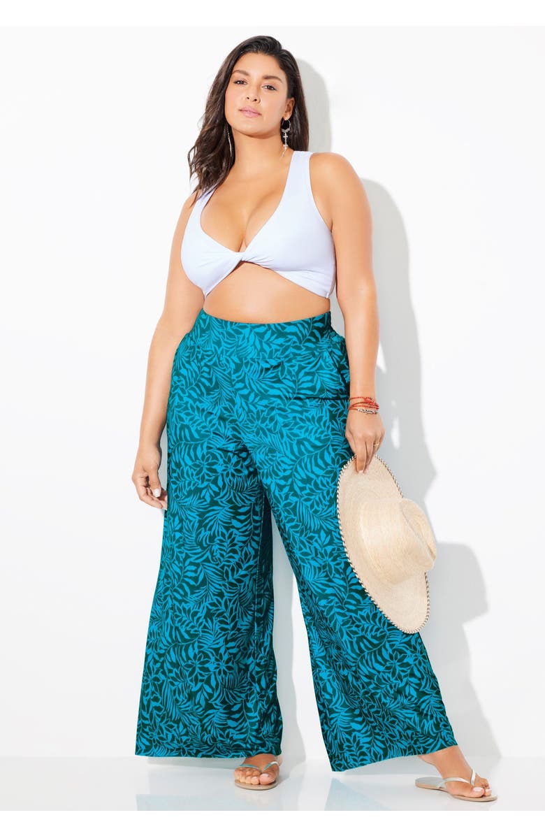 Swimsuits for All Pack & Go Wrinkle-Resistant Cover Up Wide Leg Pant, Alternate, color, Black