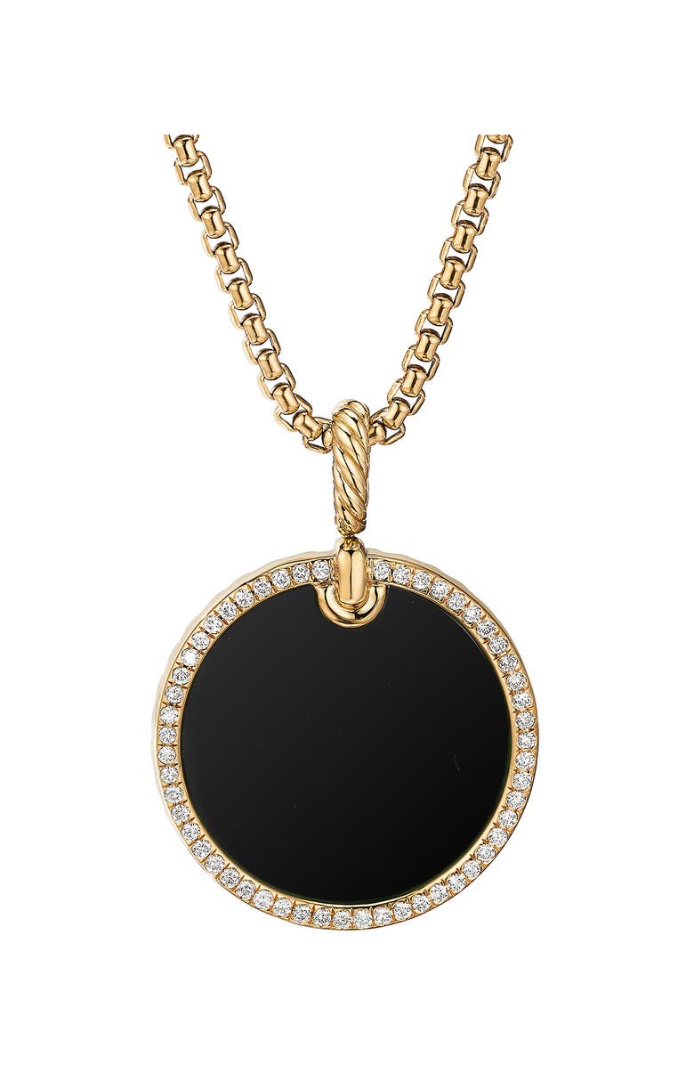 David Yurman Elements 18K Gold Disc Pendant with Pavé Diamond Rim, Main, color, 